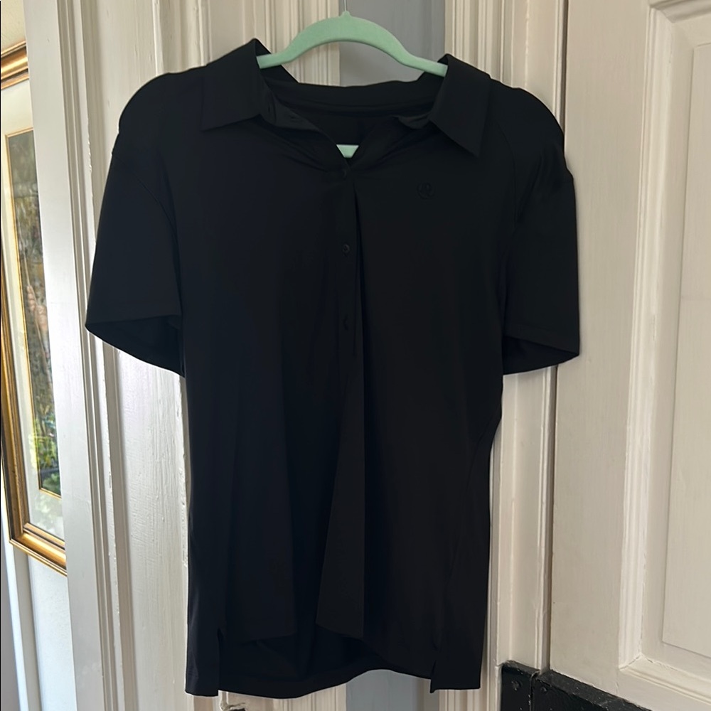Black Short Sleeve Button-Up Shirt Lululemon